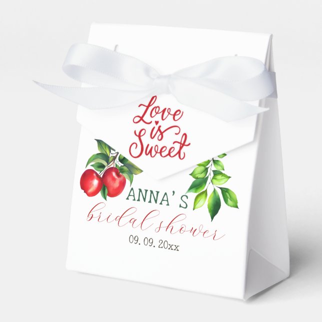 Red Apple and White Bridal Shower  Favor Boxes (Front Side)