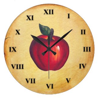 Red Apple Antique Look Large Clock