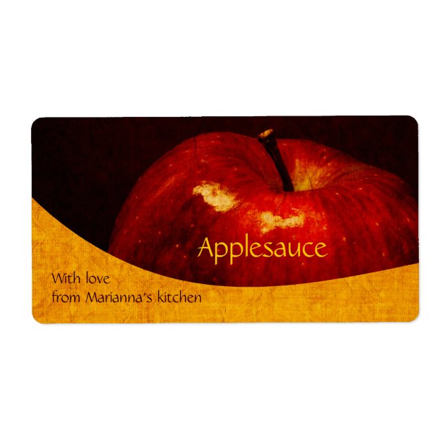 Red apple - applesauce home canning label (Front)