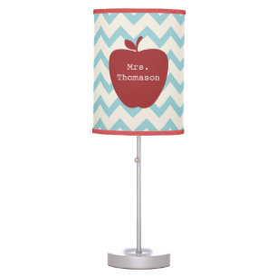 Red Apple Aqua Chevron Teacher Lamp