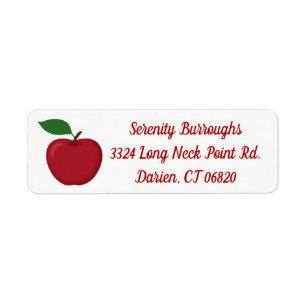 Red Apple - Autumn, Fall Wedding, Party, Teacher Label