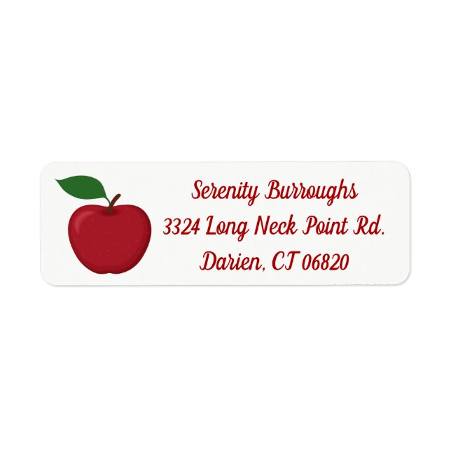 Red Apple - Autumn, Fall Wedding, Party, Teacher Label (Front)