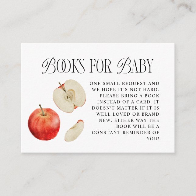 Red Apple Baby Shower Book Request  Enclosure Card (Front)