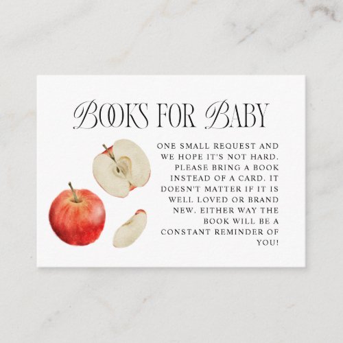 Red Apple Baby Shower Book Request  Enclosure Card