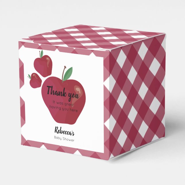 Red apple baby shower favor boxes (Front Side)