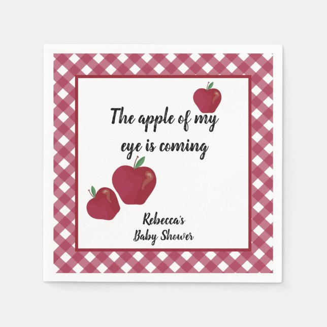 Red apple baby shower napkins (Front)