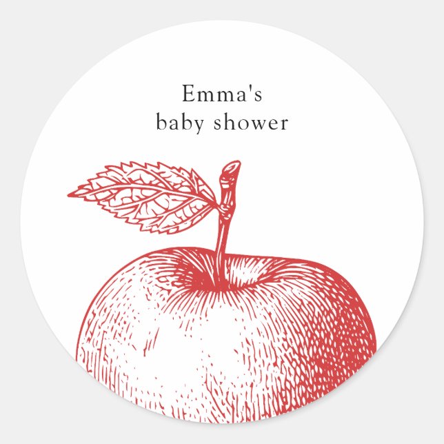 Red Apple Baby Shower Sticker (Front)