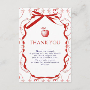 Red Apple Baby Shower Thank You Cards