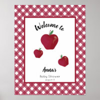 Red apple baby shower welcome poster