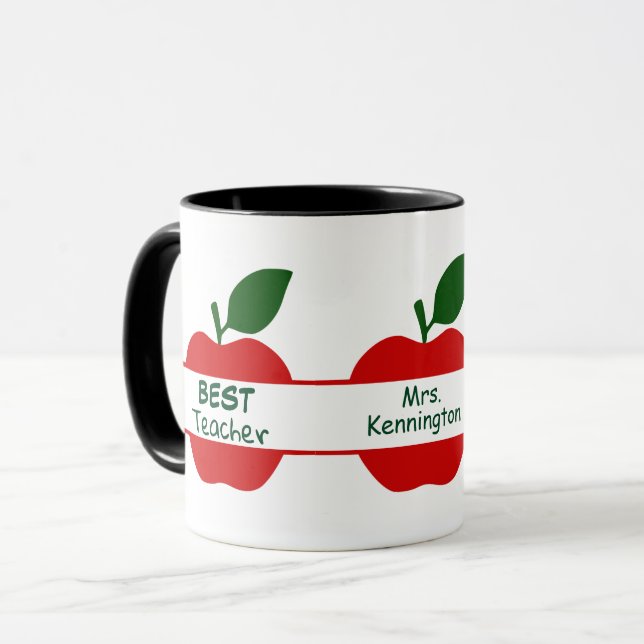 Red Apple Best Teacher Personalized Mug (Front Left)