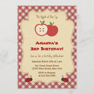 Red Apple Birthday Party Invitation