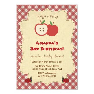 Red Apple Birthday Party Invitation