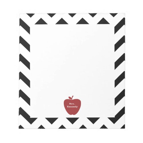 Red Apple Black Chevron Teacher Notepad