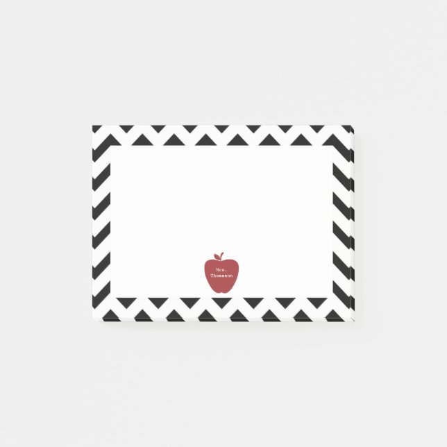 Red Apple Black Chevron Teacher Post-it® Notes (Front)