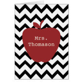 Red Apple Black & White Chevron Teacher (Front)