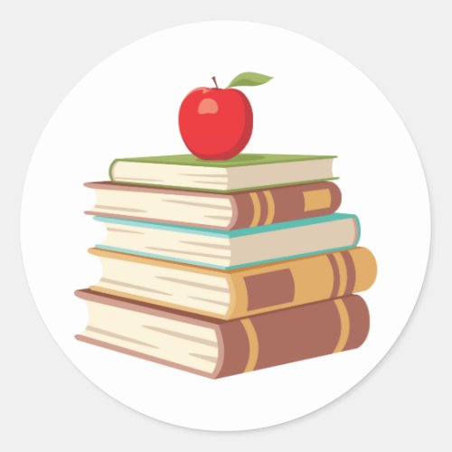 Red Apple  Books Classic Round Sticker