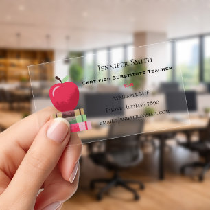 Red Apple Books Sub Teacher Clear Business Card Cards