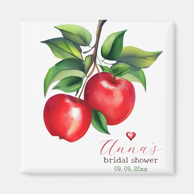 Red Apple Bridal Shower Magnet (Front)