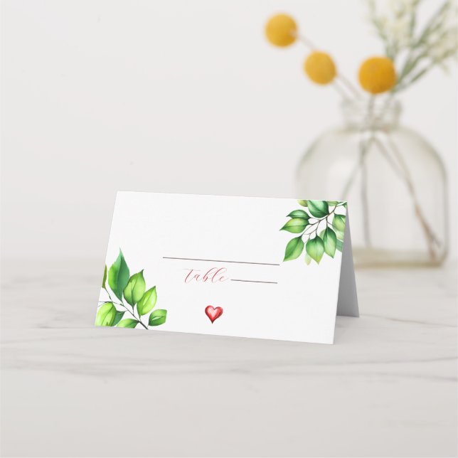 Red Apple Bridal Shower Place Card (Front)