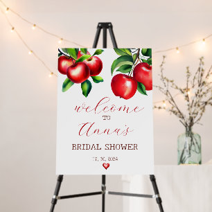 Red Apple bridal shower welcome sign