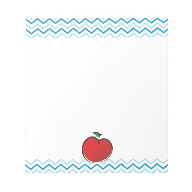 Red apple Chevron Pattern Personalized Monogram Notepad (Front)