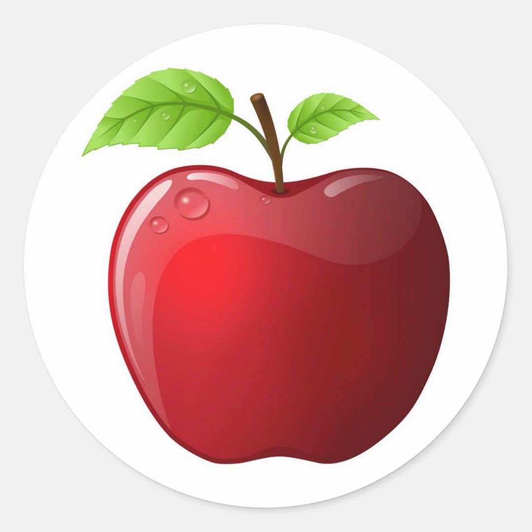 Red Apple Classic Round Sticker | Zazzle