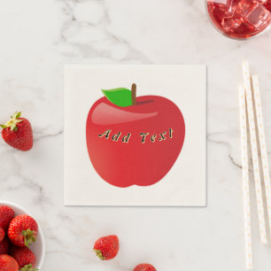 Red Apple Cocktail Fruit Inspired Table Ecru Color Napkins