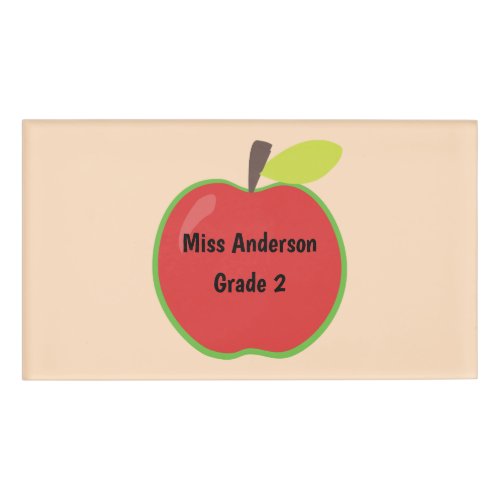 Red Apple Custom Teacher Name Grade Name Tag