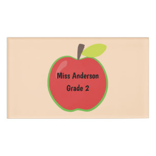 Red Apple Custom Teacher Name Grade Tag