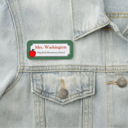 Red Apple Custom Teacher Work Office Name Tag