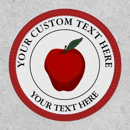 Red Apple Custom Text Icon Logo Patch