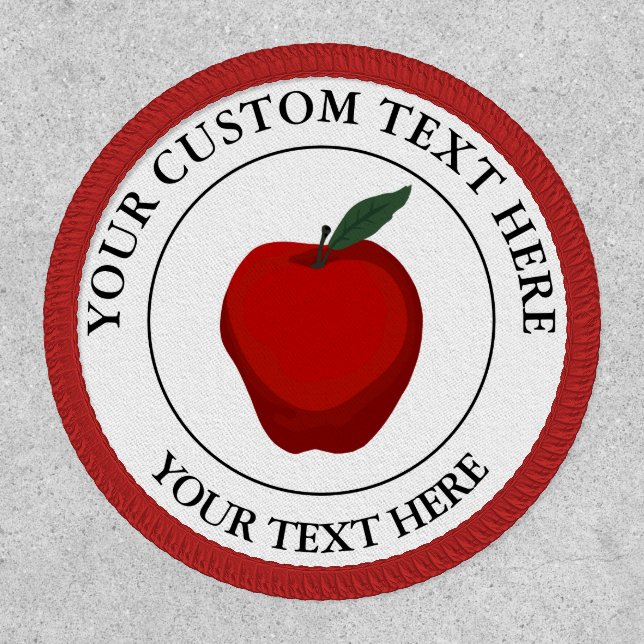 Red Apple Custom Text Icon Logo Patch (Front)