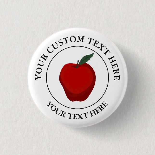 Red Apple Custom Text Logo Icon Button (Front)