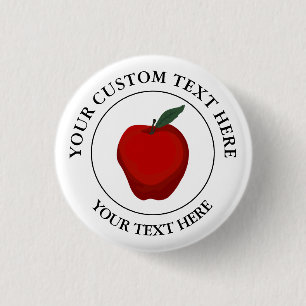 Red Apple Custom Text Logo Icon Button