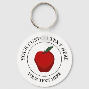 Red Apple Custom Text Logo Icon Keychain
