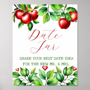 Red Apple Date Night Ideas. Date Jar Bridal Game Poster