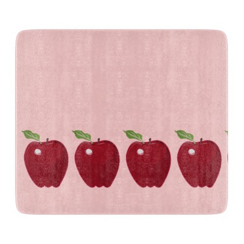 Red Apple Design Glass Cutting Board