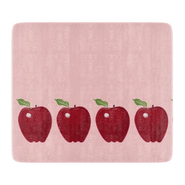 Red Apple Design Glass Cutting Board (Front)