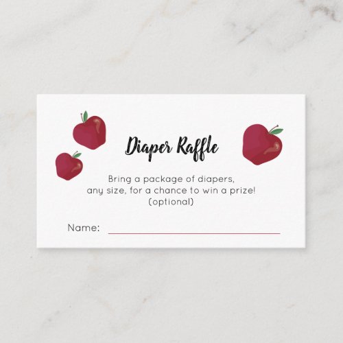 Red apple Diaper Raffle Enclosure Card