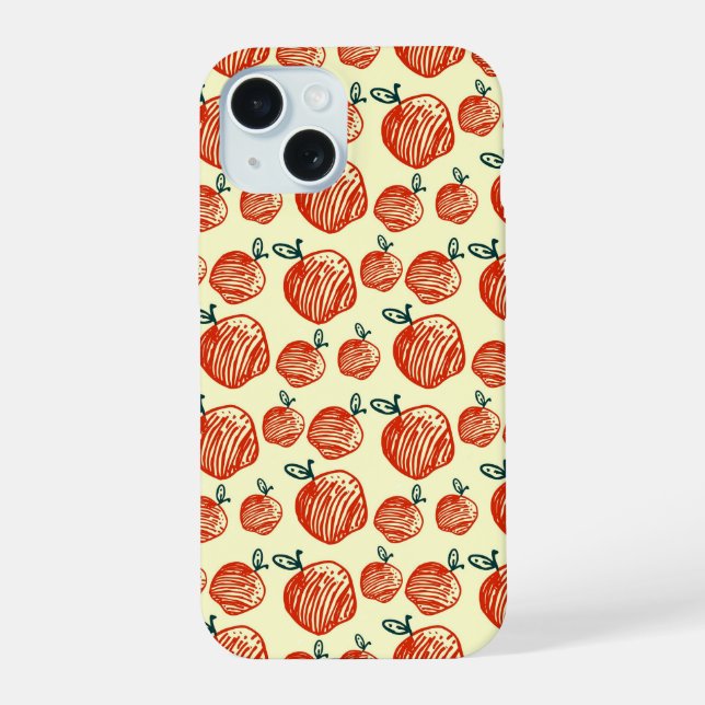 Red Apple Doodle Pattern Iphone Case (Back)