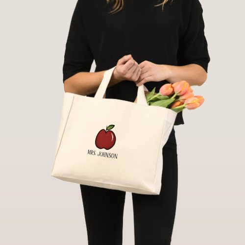 Red apple drawing small teachers tote bag