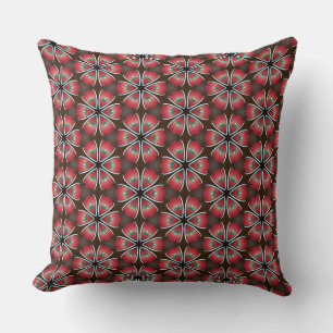 Red Apple Flower Ribbon of White Edge Accent Throw Pillow