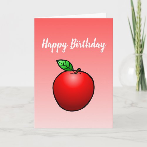 Red Apple Folded Greeting Birthday Card