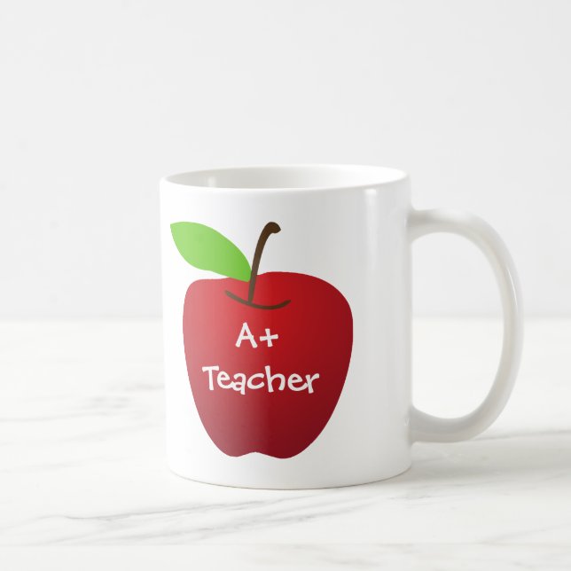 Red apple for A+ teacher appreciation custom name Coffee Mug (Right)
