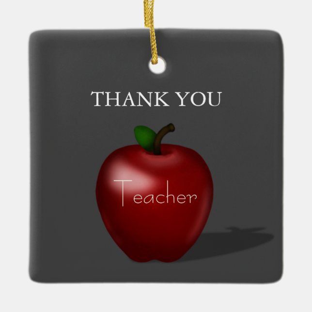 Red Apple for Teacher Personalized School Year Ceramic Ornament (Front)