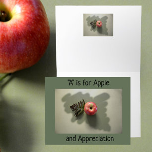 Red Apple for Thanks and Appreciation blank Letterpress Thank You Card