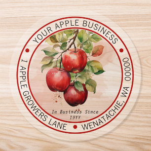 Red Apple Fruit Circle Business Return Address Classic Round Sticker