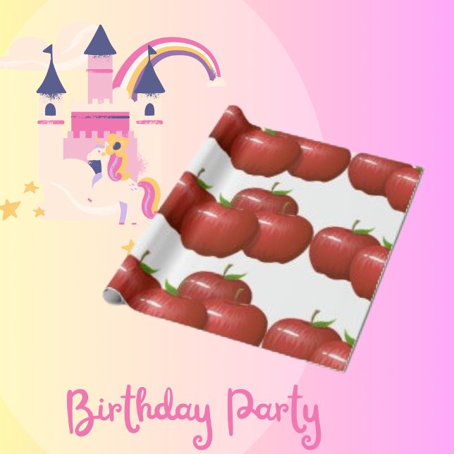 Red Apple  Fruit Food Pattern  Wrapping Paper (Creator Uploaded)