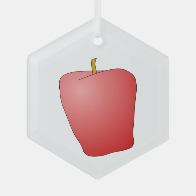 Red Apple Fruit Glass Ornament (Front)