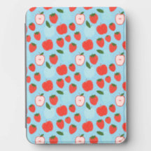 Red Apple Fruits Sketch on Light Blue